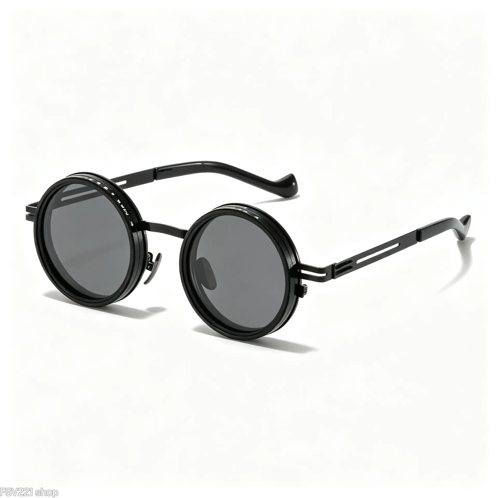 Vintage Round Unisex Sunglasses - Retro Circle Eyewear with Metal Hinges, Gothic Streetwear Style, Lightweight Fit, Black-Rimmed Dark-Lensed Fashion Men's Sunglasses for Outdoor Use, Vintage Sunglasses campingessentials
