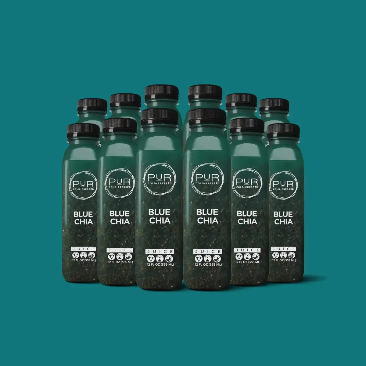 PUR Blue Chia Daily Juice Pack - 1 Liter Bottle - Juice with Vitamins - Contains Blue Chia Beverage Apple