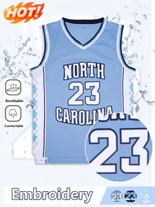 Men's Basketball Jersey 23 Number Embroidered Quick-Dry Sports Shirt, Casual Loose-Fit Sleeveless Top, All-Season Outdoor Wear Embroidery Sportswear