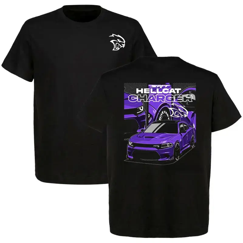 Vintage Washed Supercharged Muscle Car Graphic Tee Heavyweight Oversized Men's T-Shirt Unisex Racing Fan Streetwear Garage Top