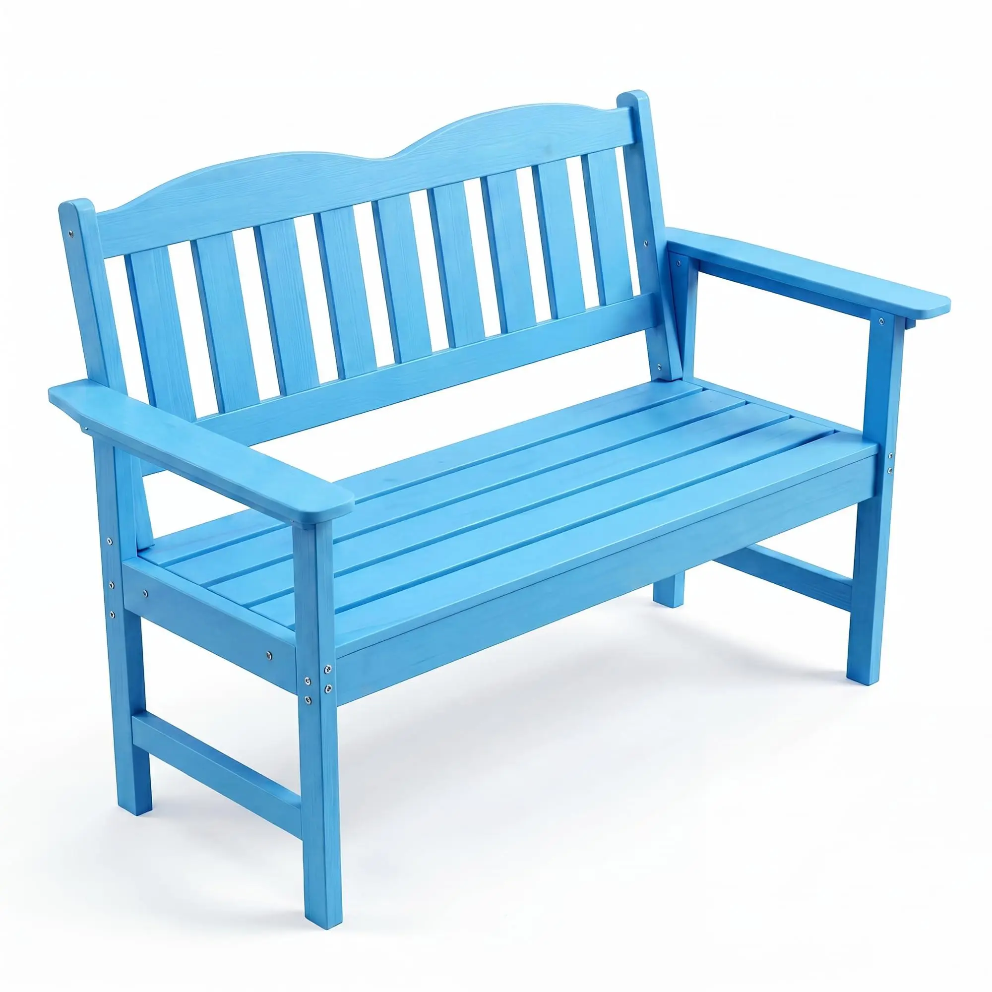 2-Person Outdoor Bench – 800 LBS Wood Bench with Comfortable Backrest, Blue