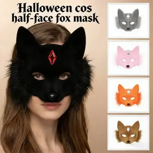 Halloween Fox Mask Half Face Animal Costume Prop, Cosplay Party Accessory, Halloween Decoration, Unique Gift Idea