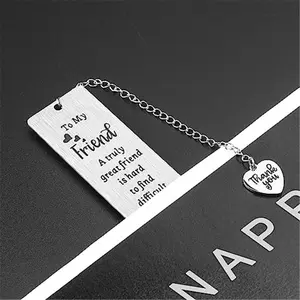 Stainless Steel Custom Engraved Metal Clip Bookmarks, Women's Book Lovers' Gift for Bestie BFF Birthday Christmas (Office Stationery for Readers), Custom Engraved Bookmarks