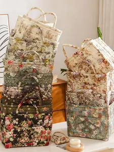 Floral Pattern Fabric Storage Basket, Multipurpose Basket, Portable Underwear Organizer, Home Organization for Kitchen Bathroom Bedroom Living Room Office