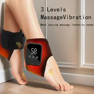 Wireless foot massager, foot heating pad with thermal vibration massage function, rechargeable heating wrist warmer, 3 vibration and heating modes, portable foot massager, electric foot warmer, rechargeable 2000mAh battery, Christmas gift,