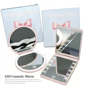 5X/20X Magnification LED Makeup Mirror 3 Lighting Modes Adjustable Brightness Scratch-Resistant Matte Finish Rechargeable Pocket-Size Portable Ideal for Travel In-Stock in USA Fast Shipping ,outdoorfunmakeup tool,