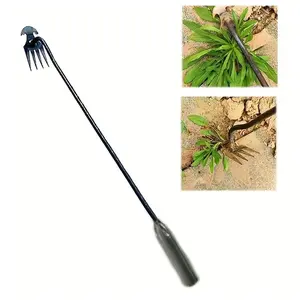 Manual Root Puller, Manual Manganese Steel Weeding Tool with 4 Teeth, for Yard and Garden, Pine Soil Hoe, Garden Tools