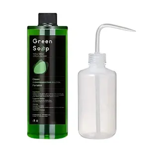 16.9oz Green Soap Prep Wash with 8oz Squeeze Bottle For Tattoos and Piercings