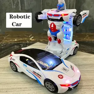 Transforming Robot Car Toy with Auto Obstacle Avoidance Lights and Music, Transformer Car, Perfect Birthday and Christmas Gift for Kids over 3, Requires 3 Aa Batteries