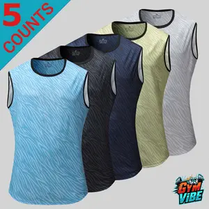 Men's 5-Pack Zebra Print Crew Neck Tank Tops, Quick Dry Sleeveless Shirts, Ideal for Gym Workout, Lifting, Outdoor Fun, Streetwear, Chicano Style & Everyday Outfit Ideas clothes
