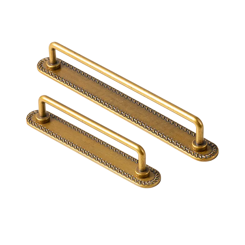 Goo-Ki 2 Pack 7 9/16'' Center to Center Champagne Bronze Cabinet Bar Pulls with Flowcrest Backplate Vintage Drawer Handles Closet Classic Home Kitchen Improvement Hardware