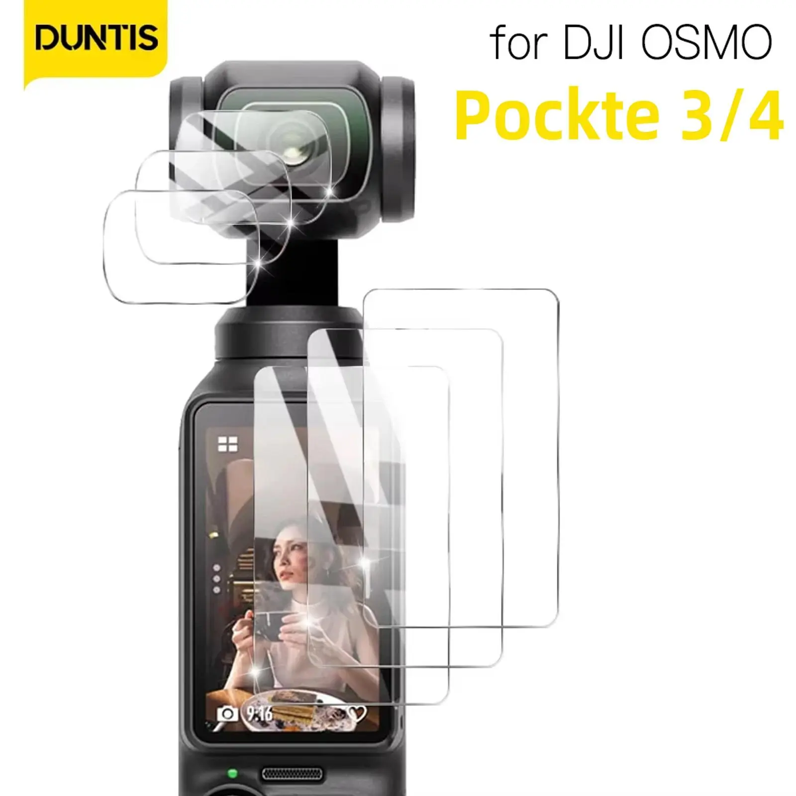 9H HD Tempered Glass Screen Protector & Lens Cover for DJI OSMO Pocket 3/4 Gimbal Camera, High-Clarity Protection Accessories, Handheld