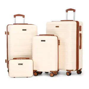 4-Piece Expandable Sturdy ABS Luggage Set with TSA Lock, Spinner Wheels, Durable Hardshell Travel Bags (13/20/26/28in) for Family Travel, Back to School