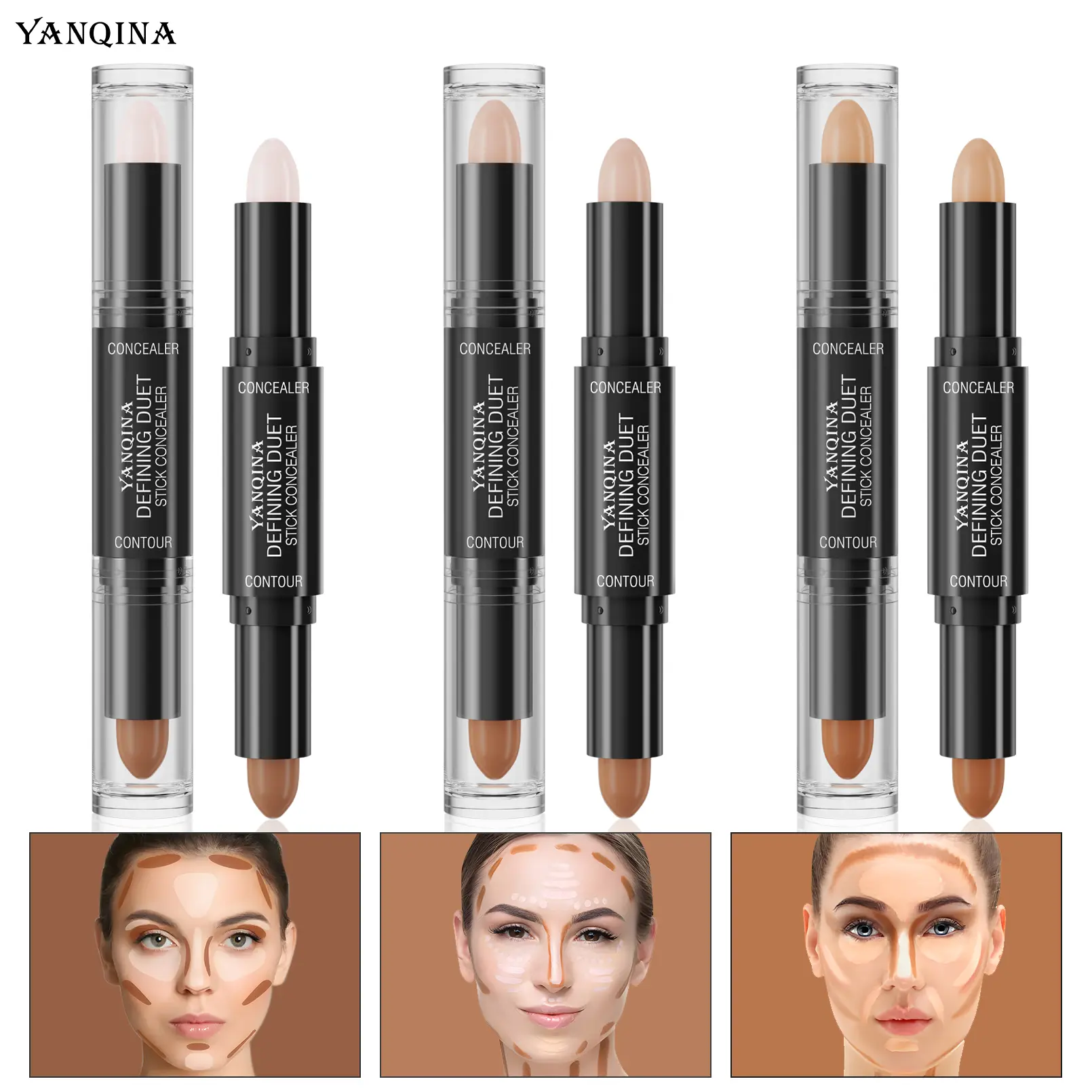 2-in-1 Contour and Highlighter Cream Stick - Compact Double-Ended Cream Bronzer Pencil for Facial Contouring, Cheek Sculpting, Radiant Lightweight Daily Makeup Tool, Back to School Bronzer Stick