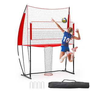 8 x 11 Ft Portable Adjustable Heavy Duty Portable Volleyball Practice Net Station Volleyball Training Equipment Net with Carry Bag for Hitting, Spiking in Indoor, Outdoor, Beach ,Backyard