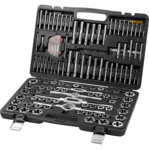 VEVOR Tap and Die Set, TikTokShopBlackFriday, 116-Piece Include Metric and SAE Size, Bearing Steel Taps and Dies, Essential Threading Tool for Cutting External Internal Threads, with Complete Accessories and Storage Case