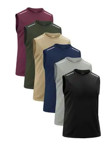 Men's Breathable Lightweight Sleeveless Vest Set, Loose Fit Quick-Dry Round Neck Top, Gym Training Running Shirt, Casual Sports Wear, Sports Breathable Outfits, Workout Gym Clothing, Sleeveless Sports Tops