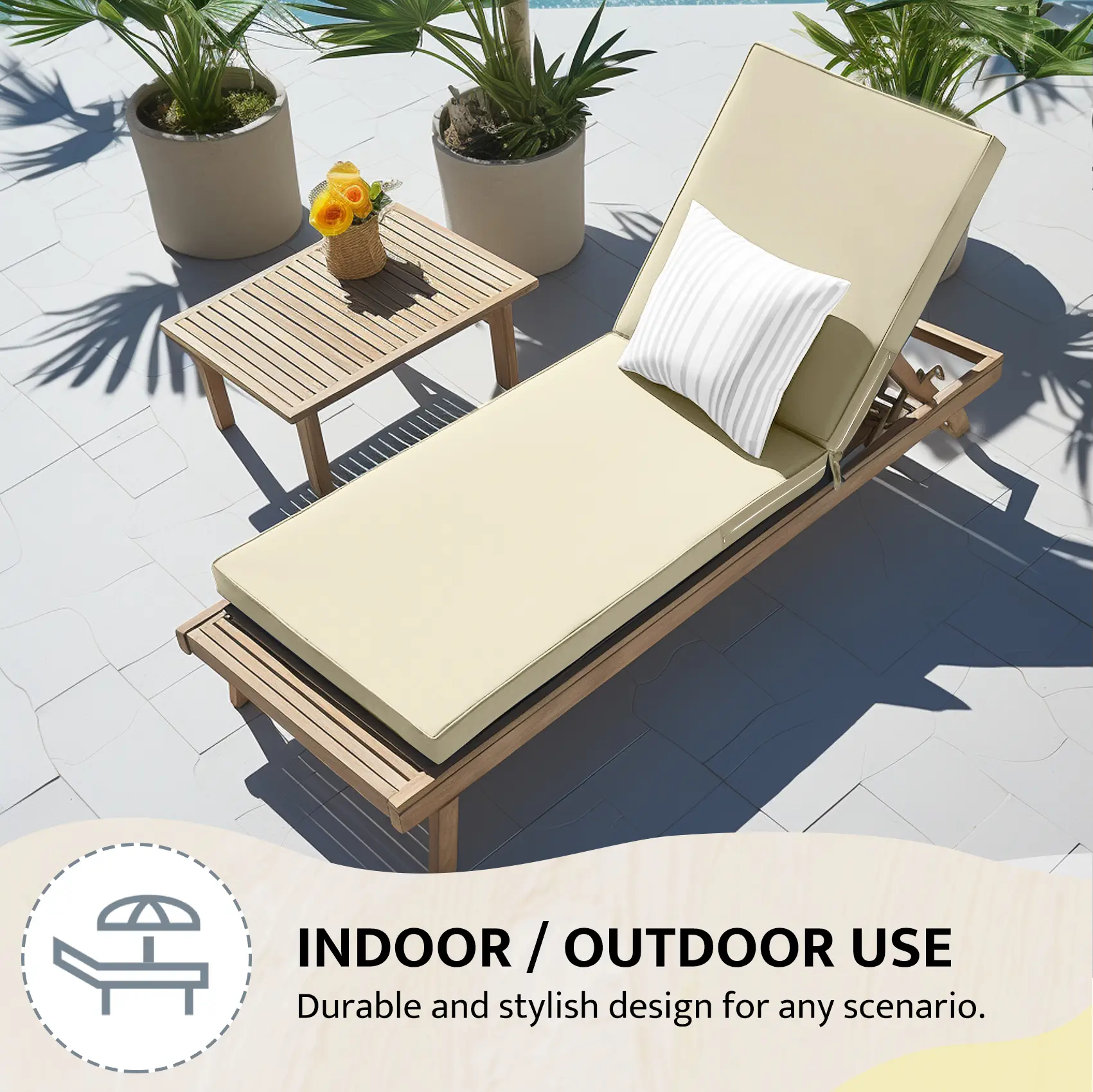 Aimi U Durable Foam Outdoor Lounge Chair Cushion—Suitable for lounge chairs, beach chairs, and folding chairs; perfect for poolside sunbathing and outdoor patio furniture