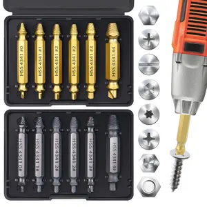 12 Pack Screw Extractor Set for Men Husband Gifts Golden Silver HSS 4341# High-Speed Steel Easy Remove Rusty Broken Screws Hardware Drill Tools