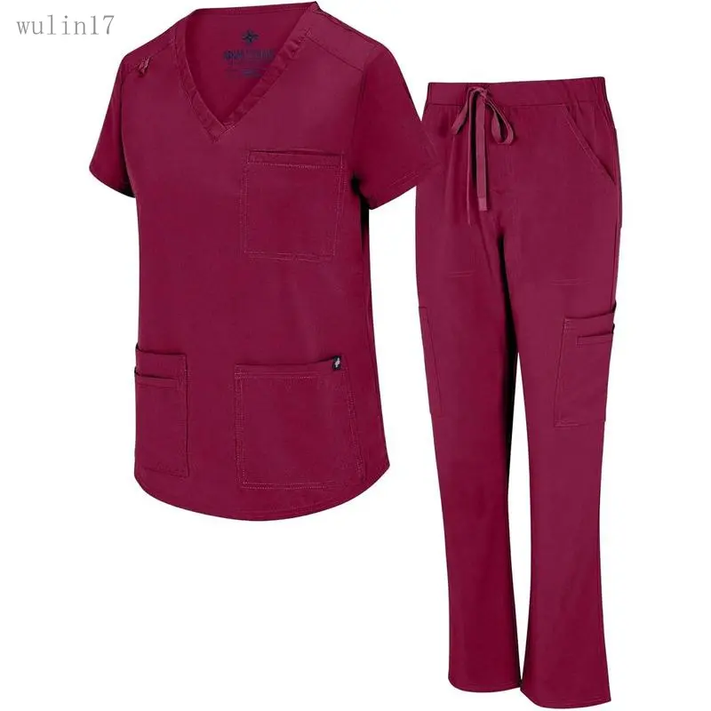 2026Womens 11 Pocket Cool Stretch Cargo Scrub Set with Regular and Petite Sizes Womenswear Clothes Black Uniforms Scrubs Women Fit Workwear Essential Everyday
