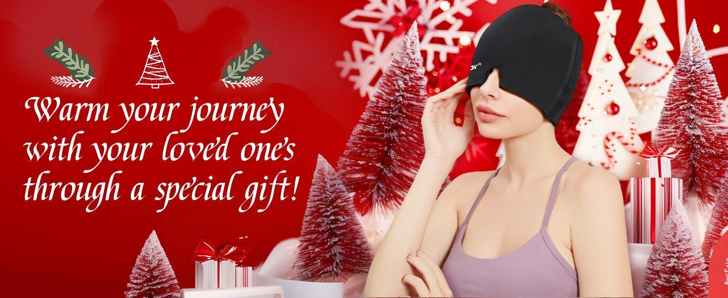 Migraine Headache Relief Cap, Gel Ice Head Wrap, Hot and Cold Therapy, Headache Eyes Mask for Sinus, Puffy Eyes, Tension and Stress Relief (Pink)