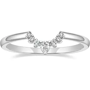 Wedding Bands for Women Pear & Round Shaped Cubic Zirconia Curved Stackable Engagement Rings for Her Size 4-12