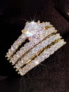 Elegant Zircon Ring, Fashion Accessories for Women, Trendy All-match & Exquisite Jewelry for Birthday Gift, Stackable Engagement Ring