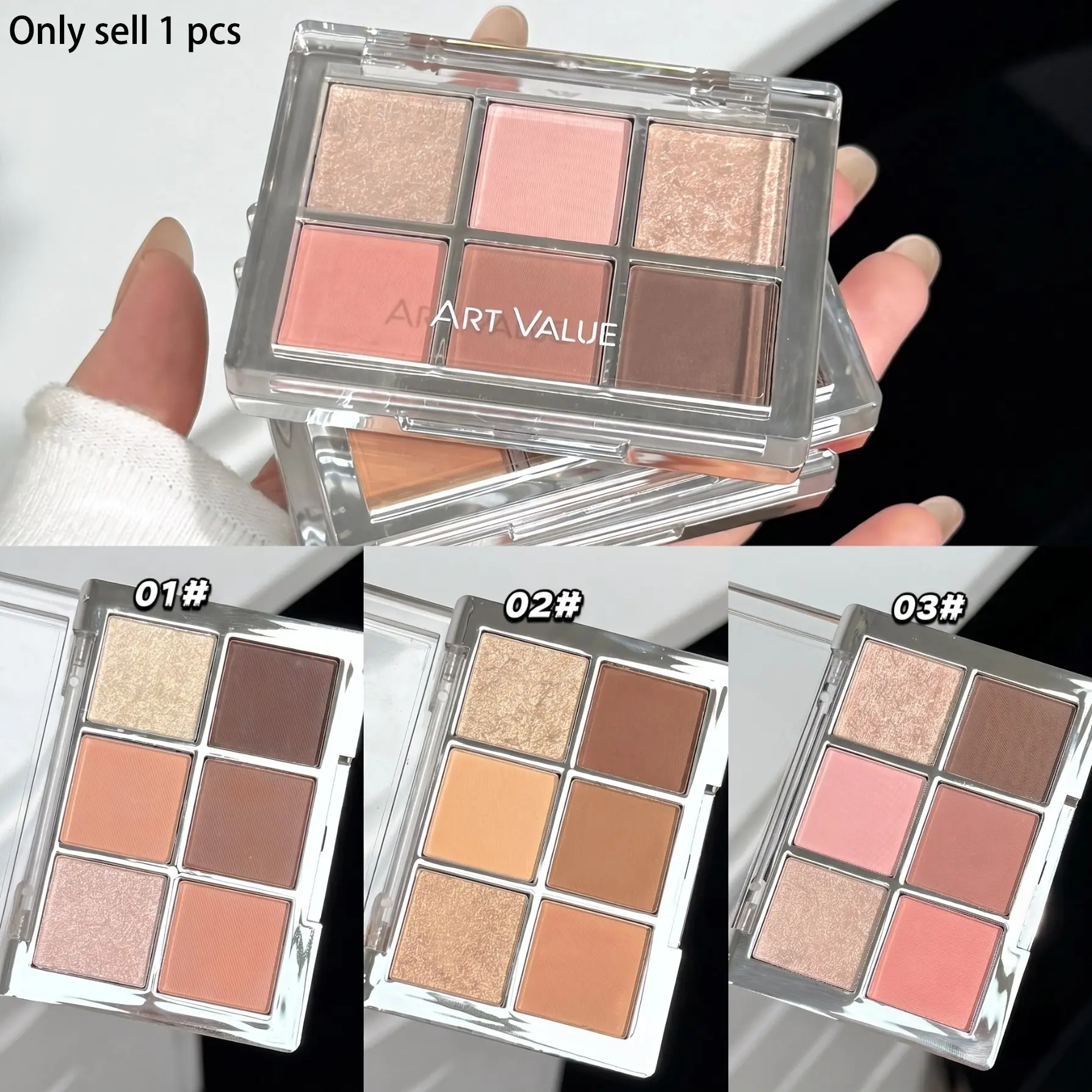 Soft Beauty Girl Eyeshadow Palette 6 Colors Matte & Shimmer, Ideal for Bare Face & Daily Makeup, Multi-Use for Eyeshadow, Eyeliner, Highlighter, Beginner Essential, Flawless Shadows Palette