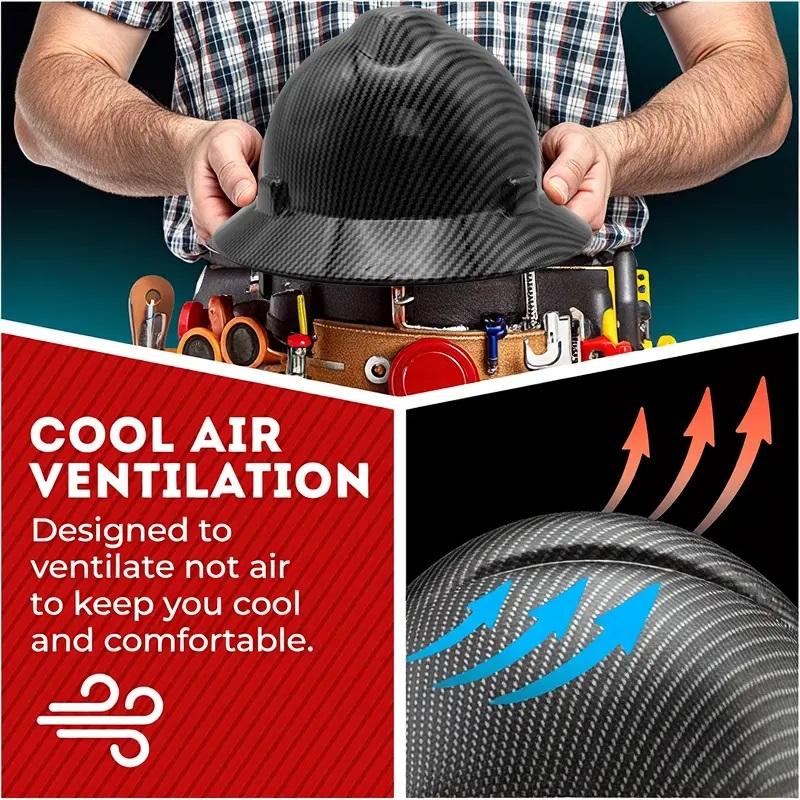 Yeomoo Carbon Fiber Safety Helmet Lightweight Shockproof Protective Hard Hat For Outdoor Working Use