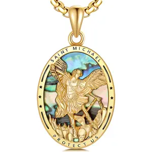 Saint Michael Necklace 925 Sterling Silver Religious Medal Jewelry Gift for Men and Women TikTokShopBlackFriday