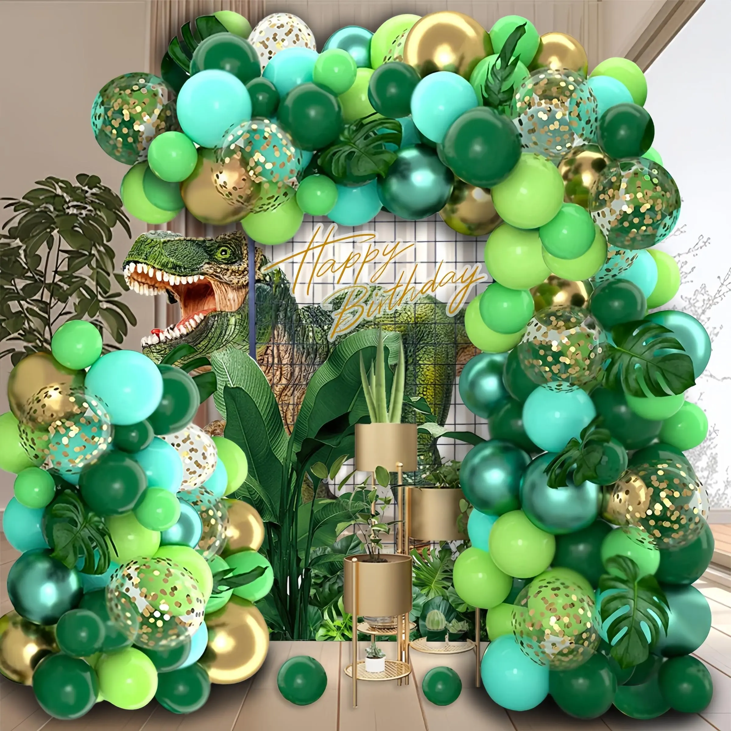 Jungle Themed Balloon Arch Kit, Mixed Color Balloon Garland Set, Atmosphere Scene Layout Decoration Supplies, Party Balloons Decorations for Birthday Party, Glossy Balloon Shine