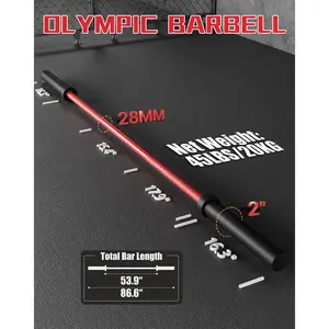 Heavy Duty 7ft International Sports Barbell - 44lb/45lb Weight Bar for Powerlifting, Deadlift, Squat, Bench Press - 1000–1500lb Capacity, 28mm Knurled Grip, Needle Bearings, Hard Chrome Finish - Fits 2" Plates - Home Gym Strength Training Equipment