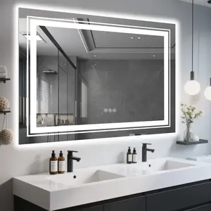 48x36 Inch Frameless LED Bathroom Mirror,Smart Mirror