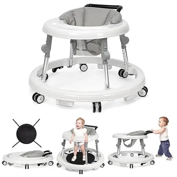 Baby Walker Foldable with 9 Adjustable Heights, 7-18 Months  Baby Walkers, with Wheels Portable Anti-Rollover,Rolling portable design, Walkers For Babies, Infant Walker,backtoschool, glowup