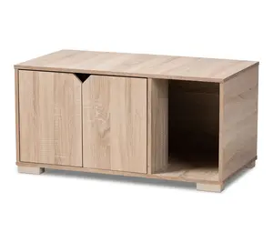 Baxton Studio Jasper 2 Door Wood Cat Litter BoxCover House