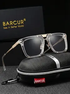 Barcur Classic Vintage High Quality Eyewear Men's Anti-Blue Light Glasses, PC Material, Formal Business Square Frame, Ideal for Office & Students, Perfect Gift, High Quality Eyeglasses, Square Frames Glasses