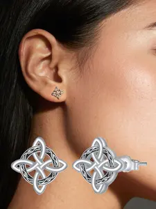Celtic Knot Vintage Silver Earrings | Ethnic Hollow Pattern Studs | Daily/Niche Outfit Accessory Statement Earrings#CelticKnotJewelry#NicheFashion #TikTokJewelry #TrendyEarrings #DailyJewelry