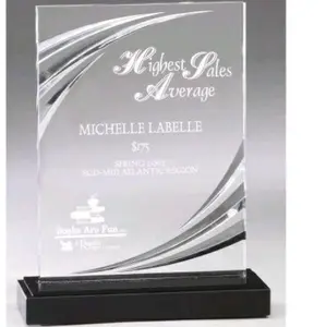 TLVM01-DT60B Nouveau Acrylic Award Clear with Black Base 6" x 8" Individual Box for