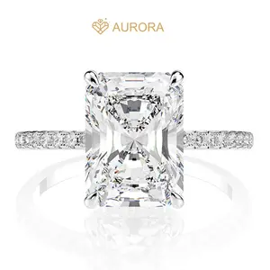 【#21 Felicity】Full Moissanite main stone and side stone rings with 4Carat 925 Sterling Silver Engagement Anniversary Valentine's Day gift Jewelry Synthetic Moissanite