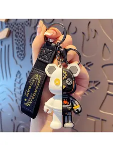 Cute backpack accessory gift, semi-anatomical mechanical bear keychain pendant, cartoon car key decoration