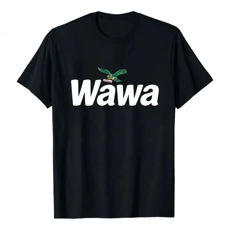 Women's Wawa Eagles Football Team Fan Short-Sleeve Round Neck T-Shirt - 100% Cotton Comfortable Fit Casual Streetwear Graphic Top, Unisex Beach Everyday Game Day Gift for Sports Enthusiasts, Shortsleeve, Soft, Anniversary, Easy To Maintain, Do Not Bleach,