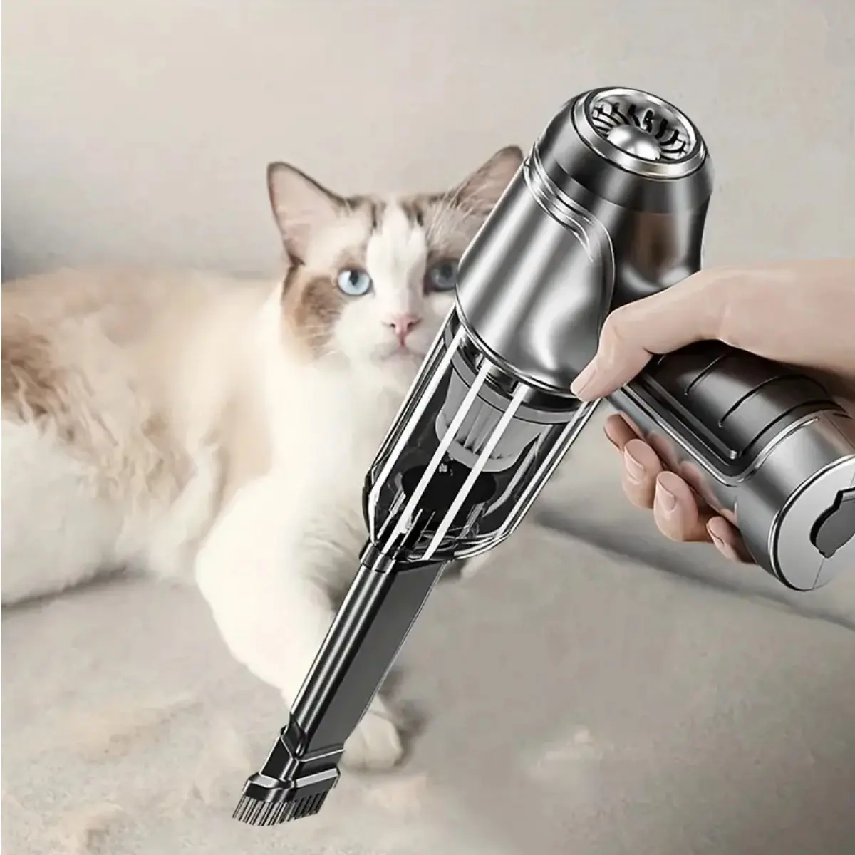 Cordless Rechargeable Strong Suction Compact Handheld Mini Vacuum Cleaner - Transparent Detachable Design for Cars Interior Care & Pet Hair Removal