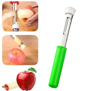 2-in-1 Fruit & Vegetable Core Remover & Peeler Stainless Steel Tool Quick Easy Core Removal for Apples Pears More Portable Compact Kitchen Utensil
