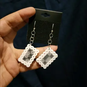 Retro Casette Perler Earrings (Silver)