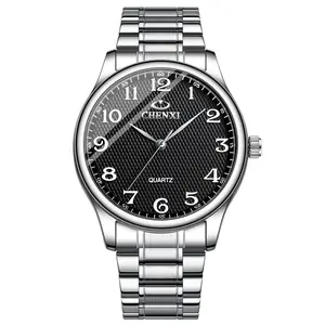OIDEA Couple Watch, Large Clear Numeral Dial, Solid Stainless Steel Bracelet, Adjustable, 3ATM, Men's & Women's Sizing