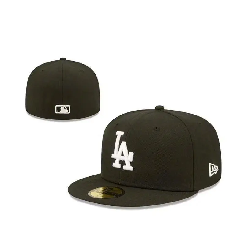 Closed-Back Fitted Baseball Hat with Raised Embroidered Front Logo, Structured Flat Bill Visor for Men and Women