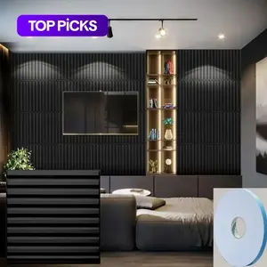 Striped Pattern Wall Panel with Tape, PVC 3D Wall Decor Panel, Wall Decorative Panel for Living Room, Bedroom & Study Room, Home Decoration, Wall Panels Roll #GLOBAL PICKS