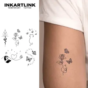 INKARTLINK Tattoo Tech, 2 Sheets Semi-Permanent Temporary Tattoos, Cute Animnals, Adult Art Design,Lasts 1-2 Weeks, Waterproof, Realistic Look, No Adhesive, No Reflection,For Man And Woman,Ideal for Swimming, Party