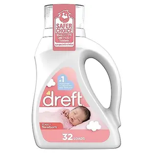 Dreft Stage 1 Newborn Baby Laundry Detergent, Gentle on Sensitive Skin, HE Compatible, 32 loads