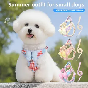 New Dog Leash Pet Puppy Chest Harness No Pull Harness Safety Harness for Bichon Frise Shiba Inu Schnauzer Breathable Outdoor Walking Rope, Comfortable and Durable